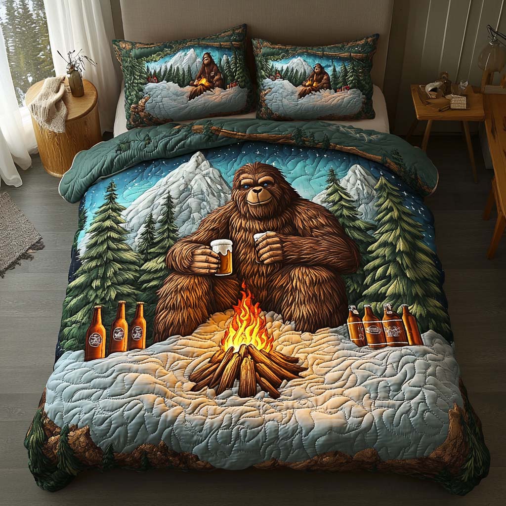 Alpine Sips Quilted Bedding Set Best Bed Sheet Set Bigfoot Christmas Gifts