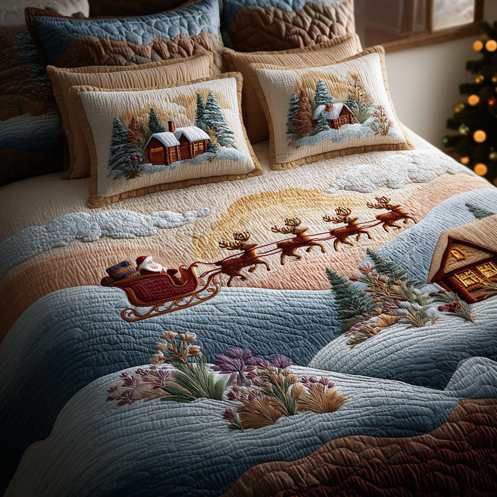 Alpine Sky Quilted Bedding Set Bedspreads King Mountain Lover Gift For Mom