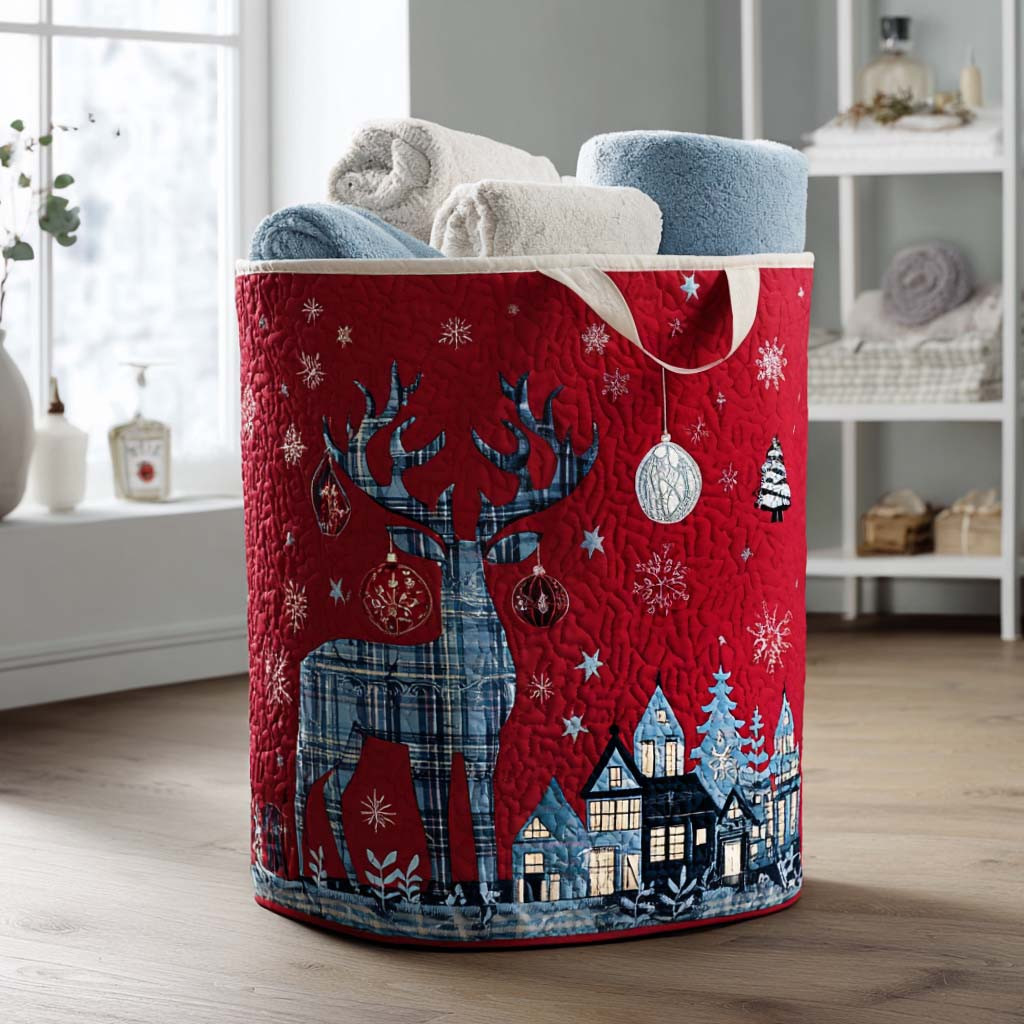 Alpine Village Glow Quilted Laundry Basket Portable Quilted Hamper for Easy Carrying and Storage