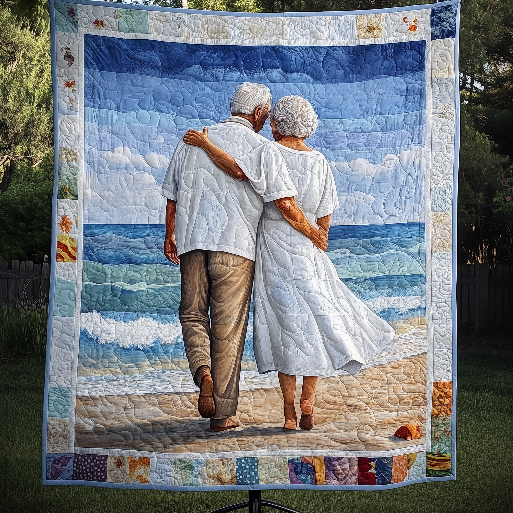 Always Together Couple Elegant Quilted Blanket Sea Landscape Presents For Grandparents