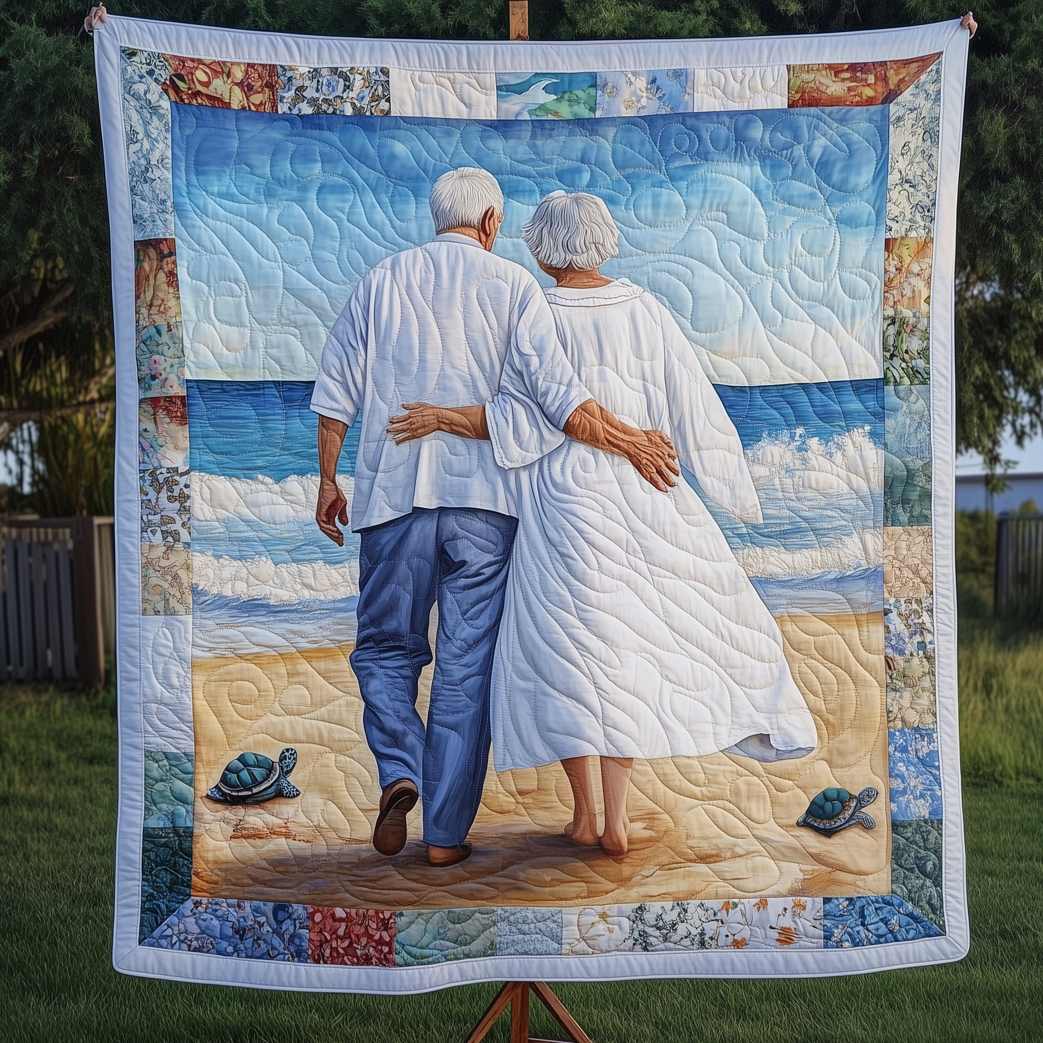 Always Together Couple Modern Quilted Blanket Sea And Sky Landscape Gift Ideas For Grandparents