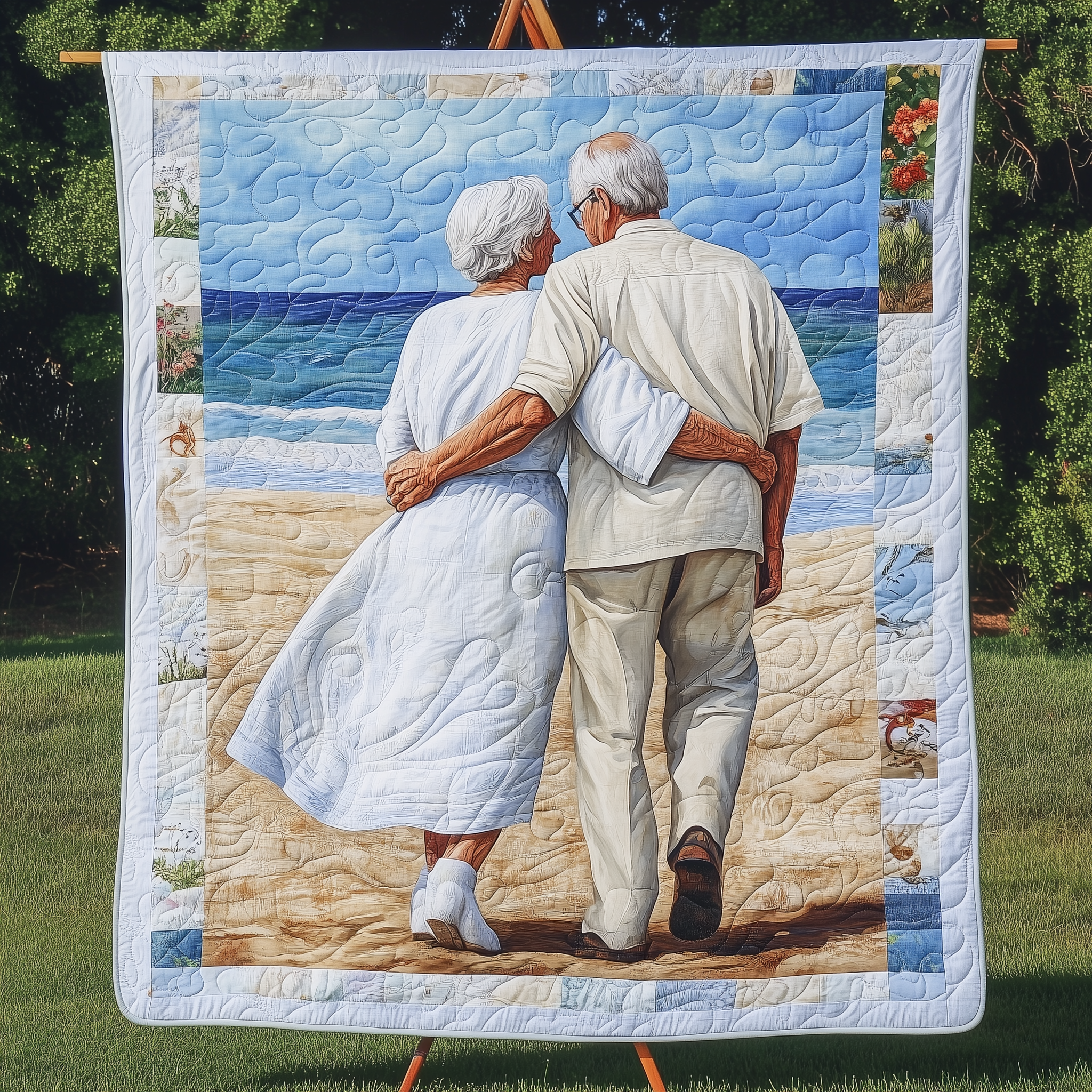 Always Together Couple Stylish Quilted Blanket Sea And Sky Landscape Gifts For Grandparents