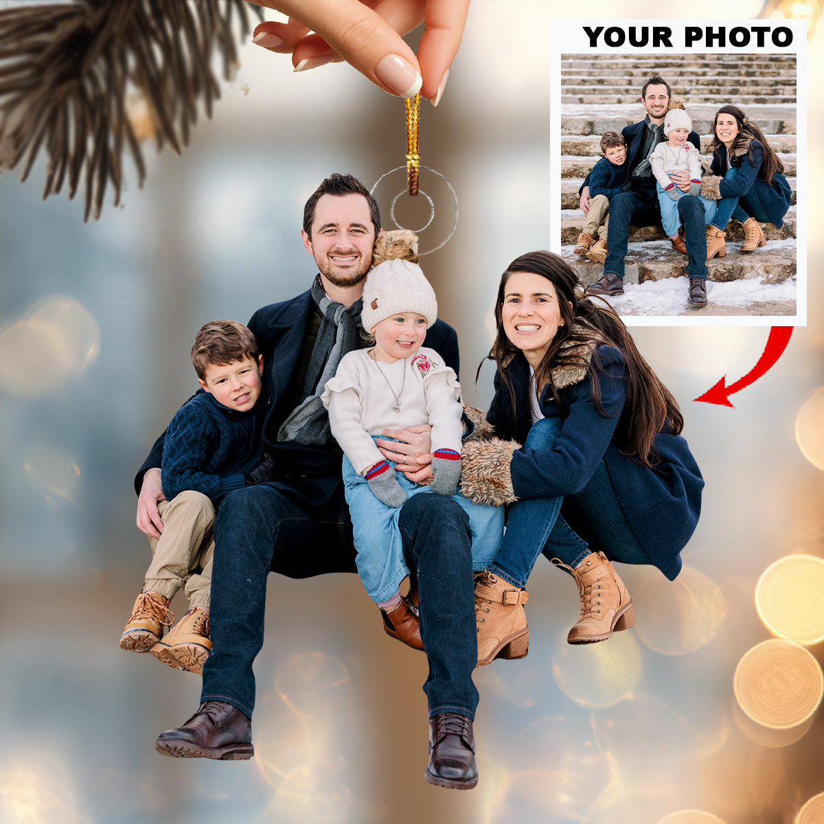Always Together With Love Personalized Photo Mica Ornament Christmas Gift For Family