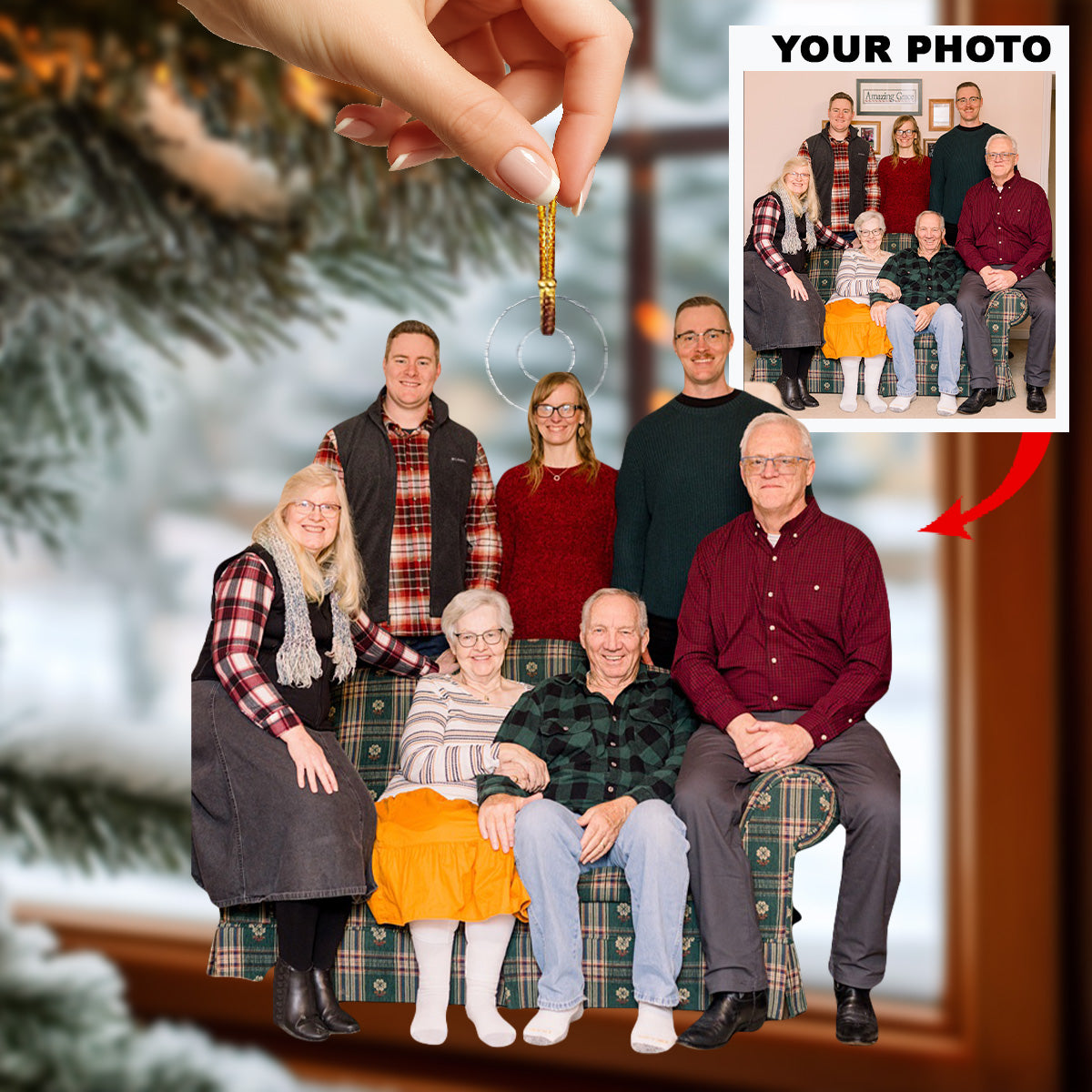 Always United In Love Personalized Photo Mica Ornament Christmas Gift For Family members