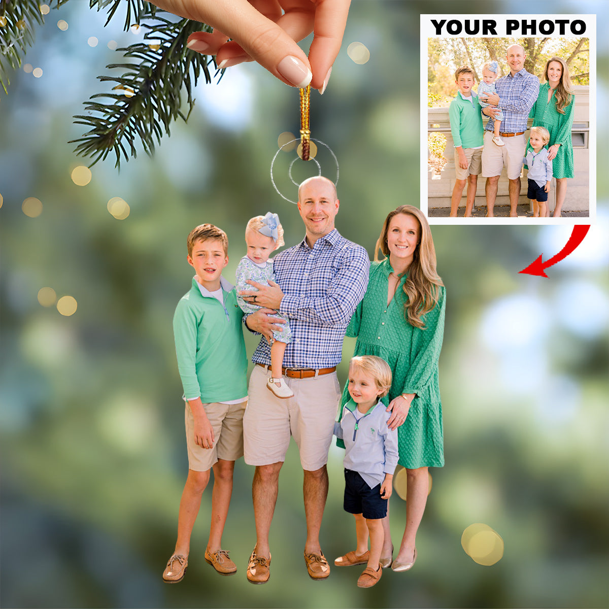 Always With My Family Personalized Photo Mica Ornament Christmas Gift For Family members