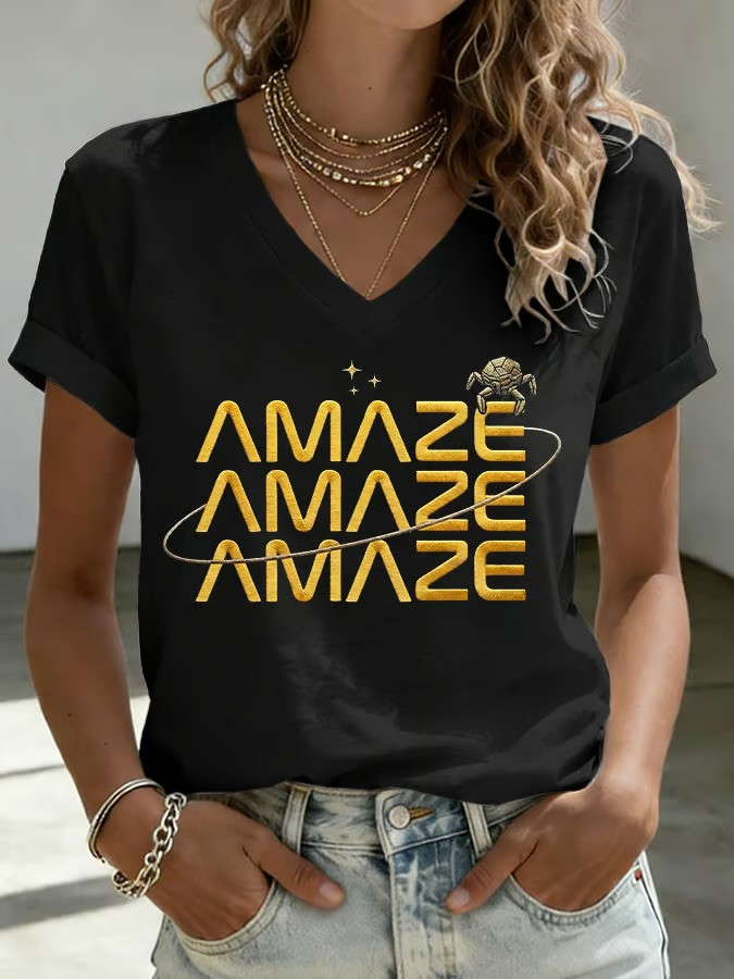 Amaze Quote V-Neck Shirt Project Hail Movie Rocky Humor Sci Fi Gift For Movie Fans
