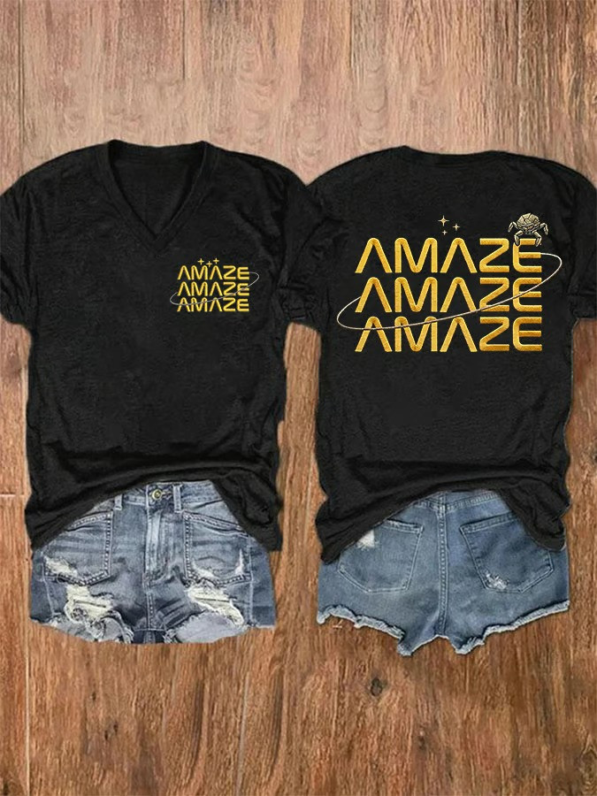 Amaze Quote V-Neck Shirt Project Hail Movie Science Humor Space Adventure Gift For Fans