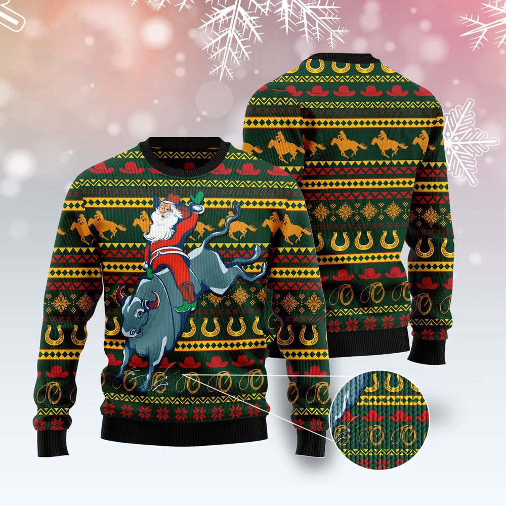 Amazing Cowboy Santa Claus Ugly Christmas Sweater Funny Ugly Christmas Sweater Holiday Gifts