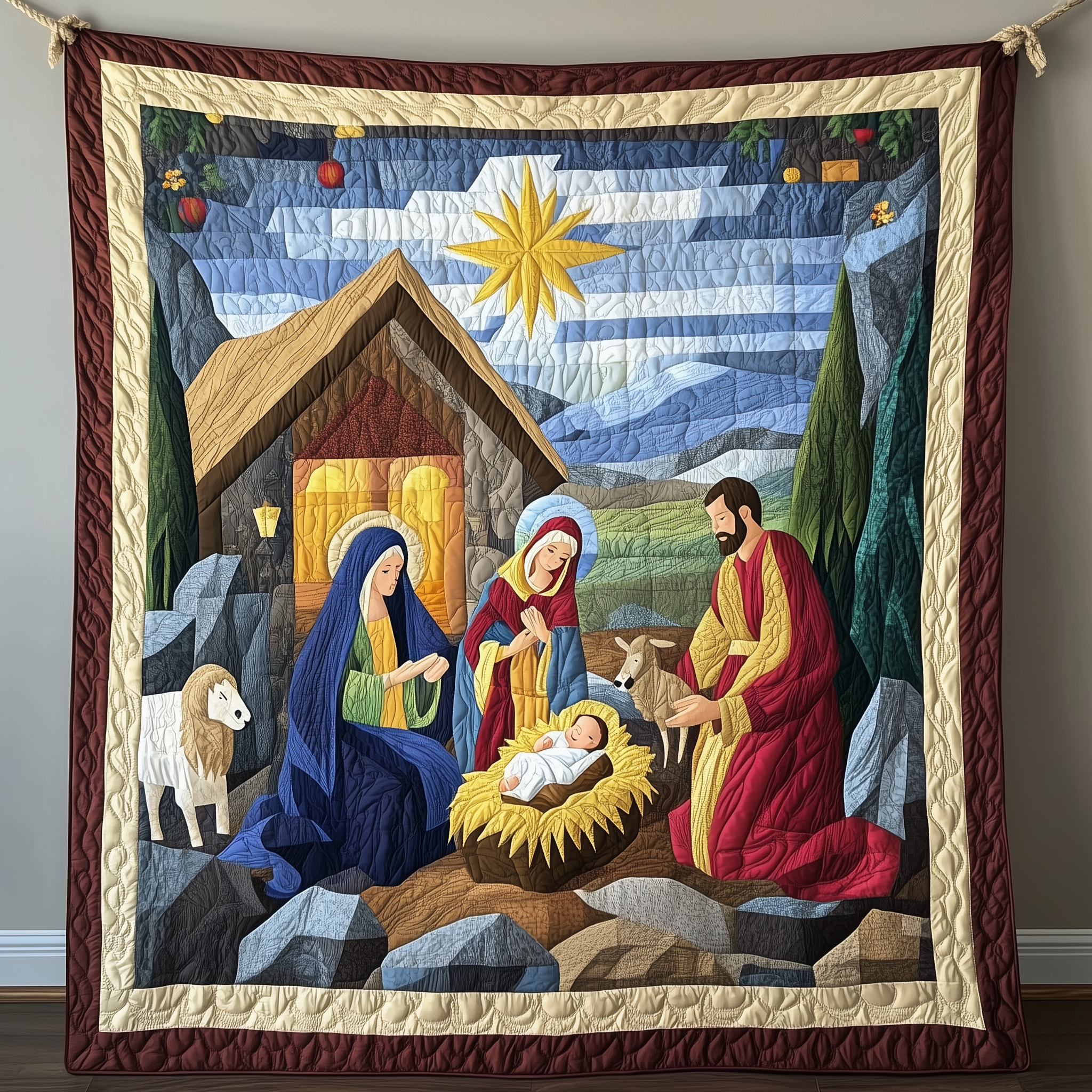 Amazing Grace Biblical Scene Quilted Blanket Skirt Nativity Scene Jesus Gifts For Christmas