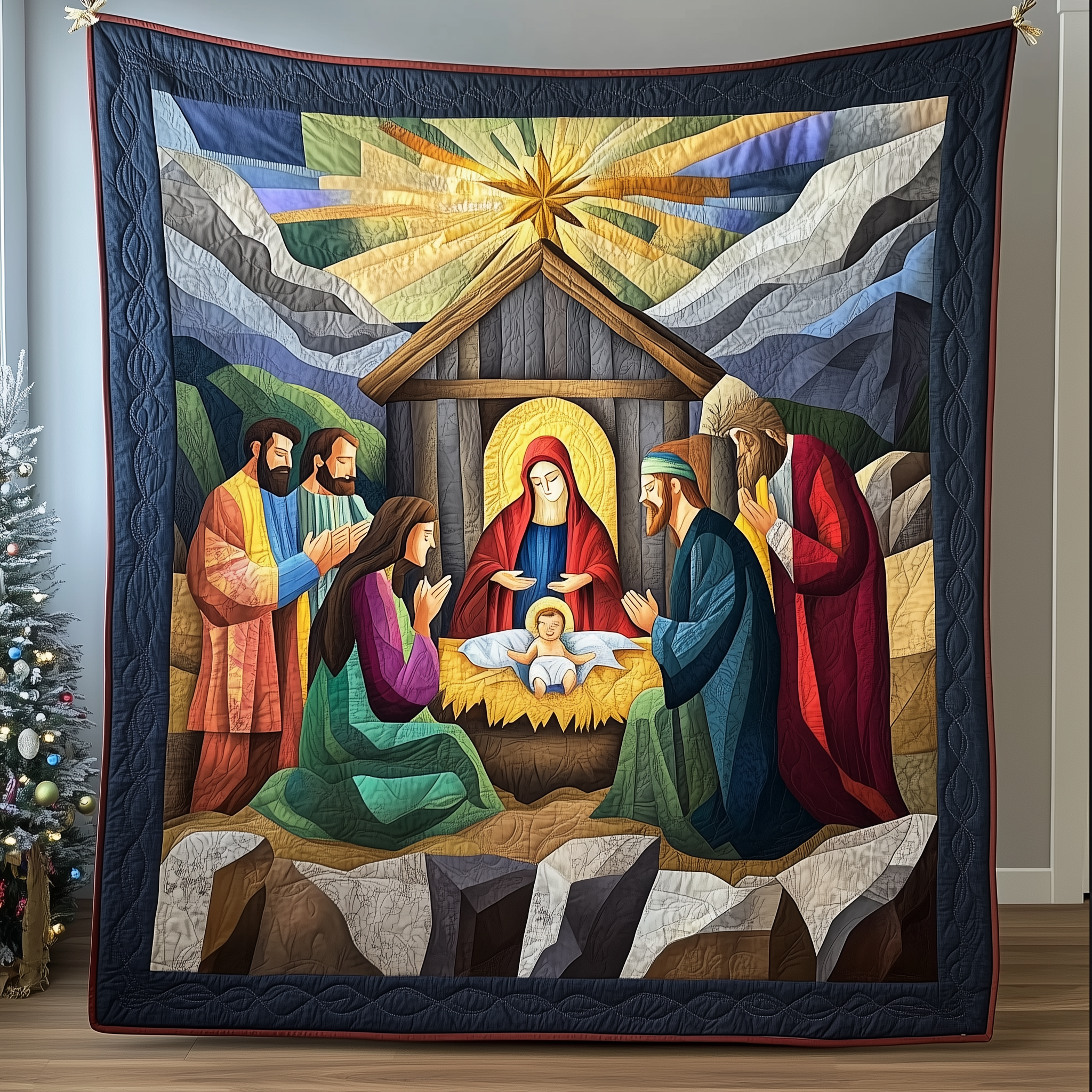 Amazing Grace Faith Hope Quilted Blanket Skirt Nativity Scene Jesus Gifts For Christmas