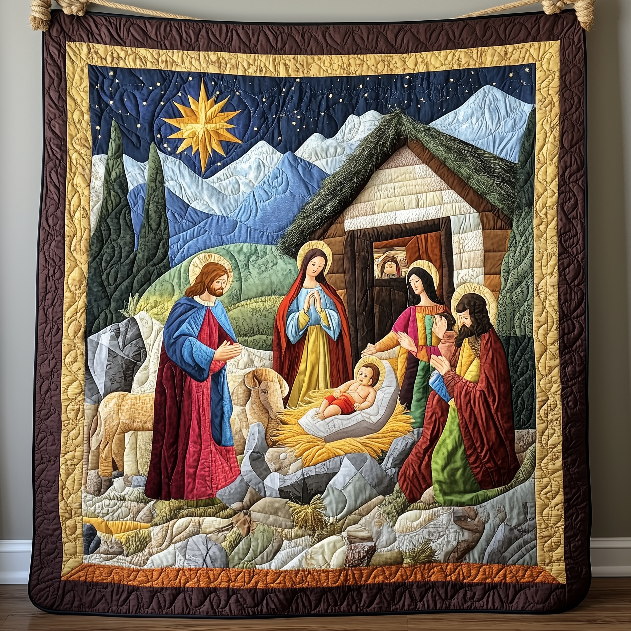 Amazing Grace Nativity Scene Quilted Blanket Christmas Throw Blanket Christian Gifts For Couples