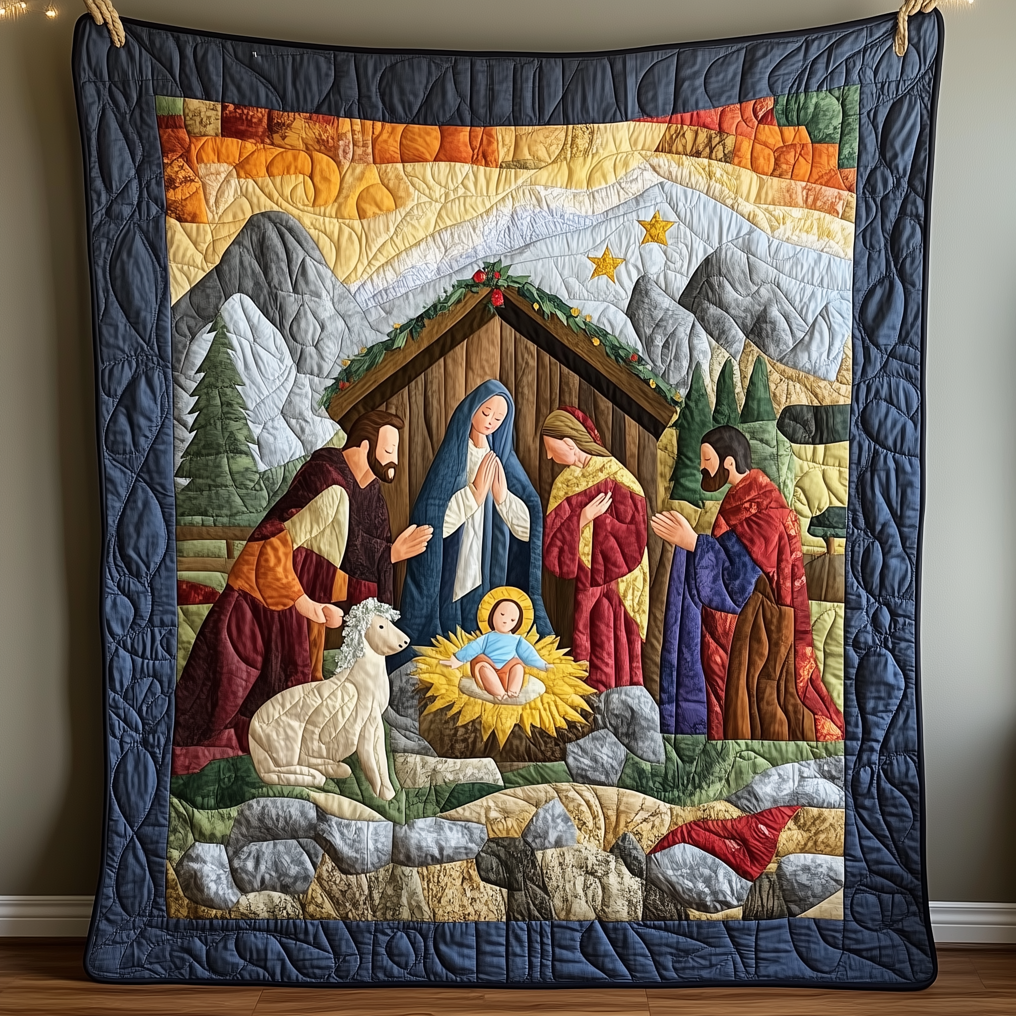 Amazing Grace Nativity Scene Quilted Blanket Christmas Throw Blanket Religious Christmas Gifts