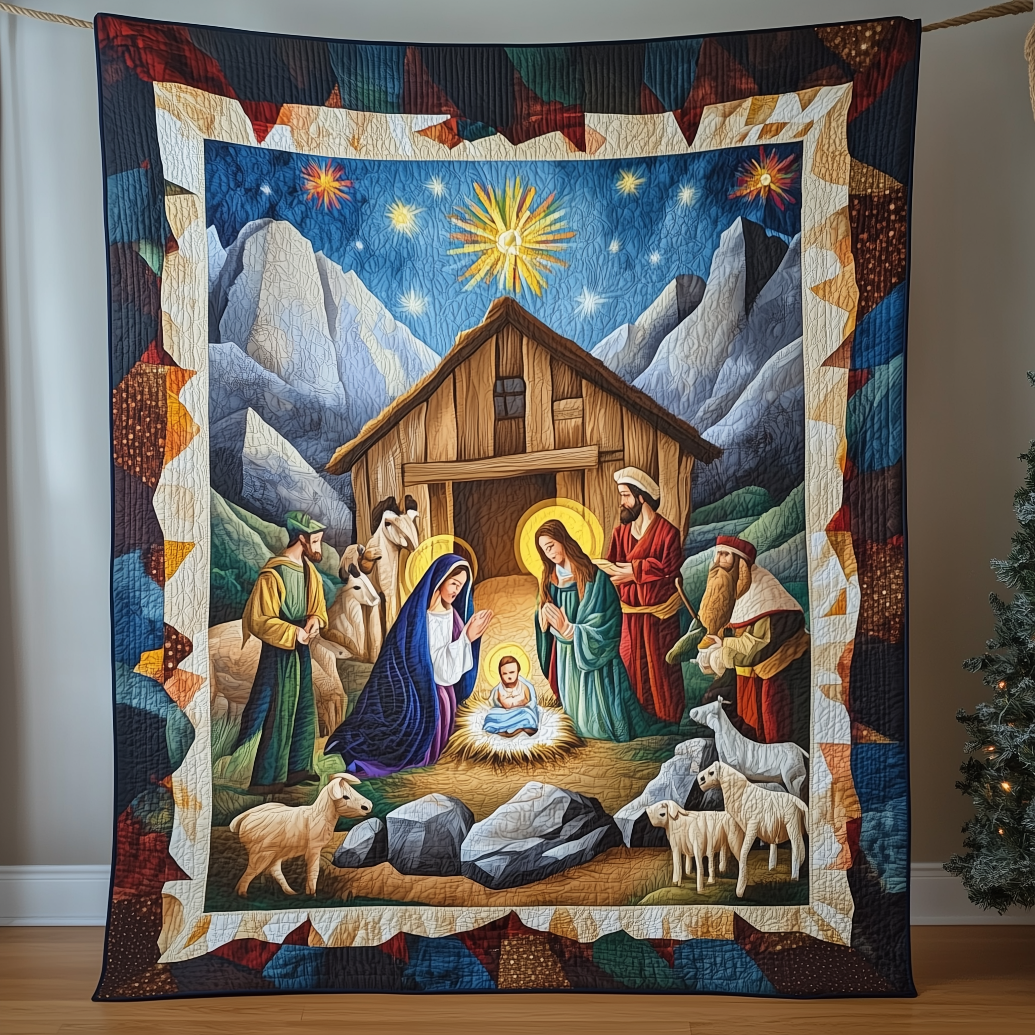 Amazing Grace Nativity Scene Quilted Blanket Skirt Nativity Scene Jesus Gifts For Christmas
