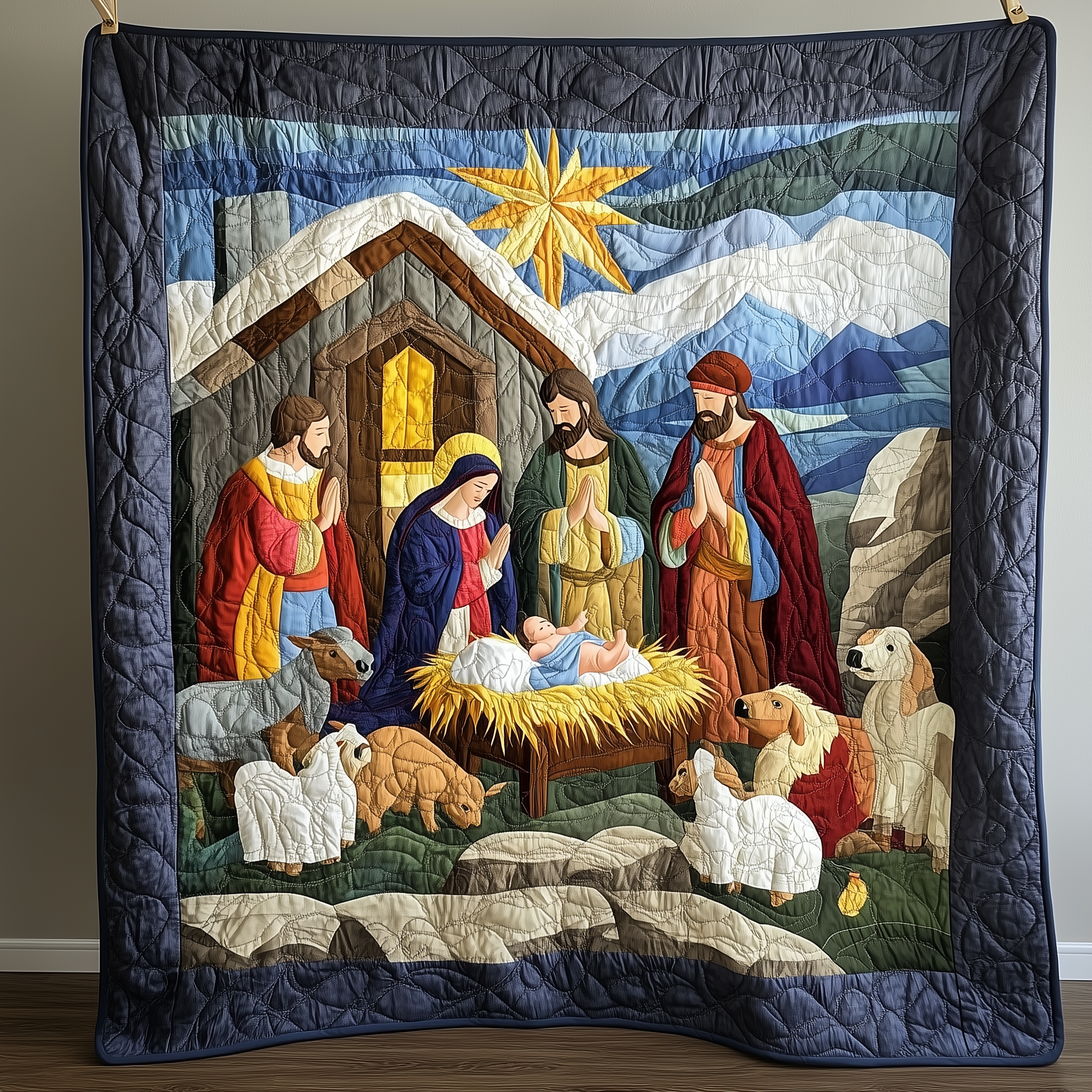 Amazing Grace Spiritual Quilted Blanket Skirt Nativity Scene Jesus Gifts For Christmas