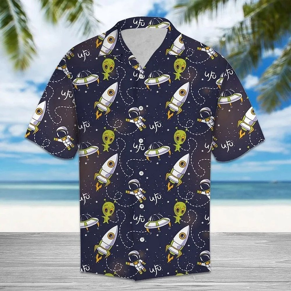 Amazing UFO And Alien On Space Design Themed Hawaiian Shirt Best Gifts For Husband