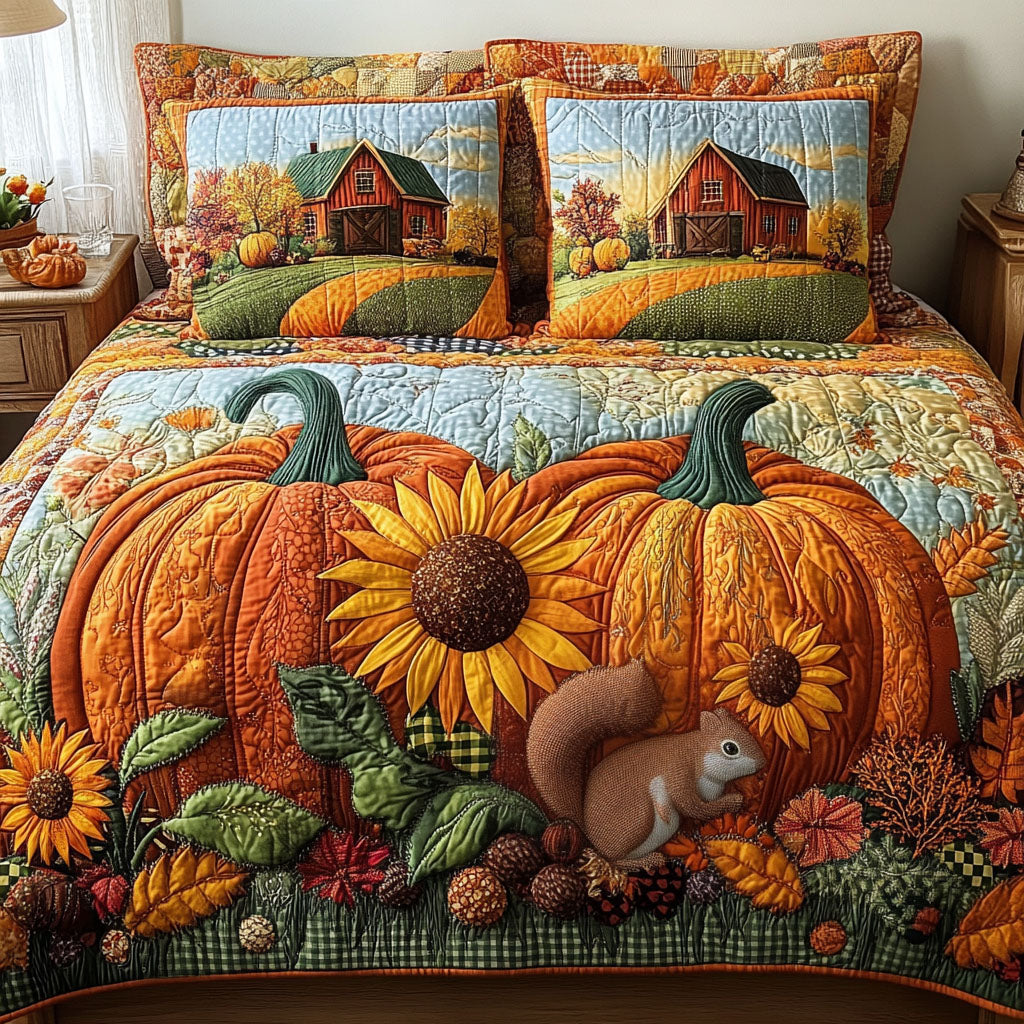 Amber Acres Quilted Bedding Set Aesthetic Room Decor Autumn Inspired Gifts