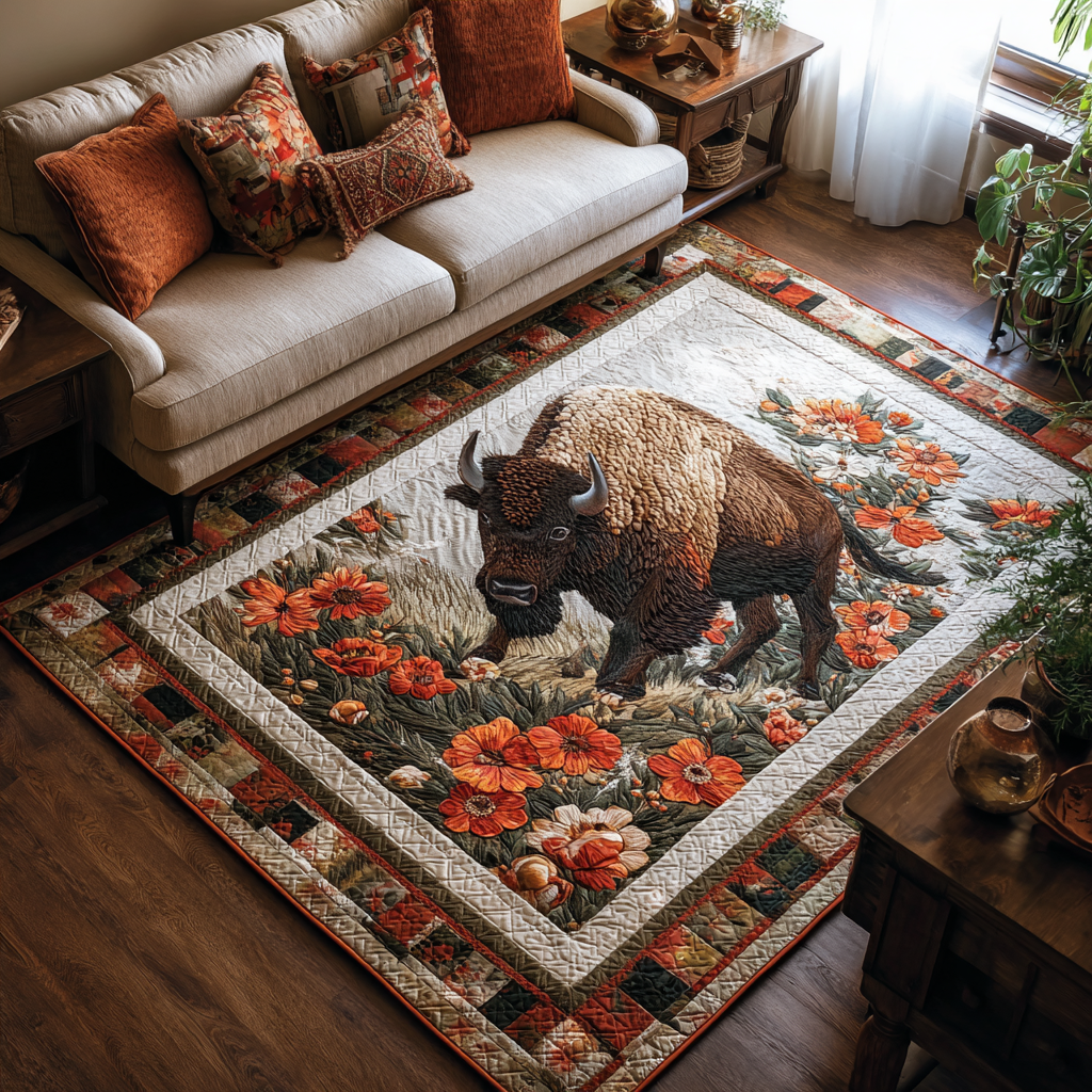 Amber Bison Area Rug Dining Room Table Decorated For Christmas Bison Merch