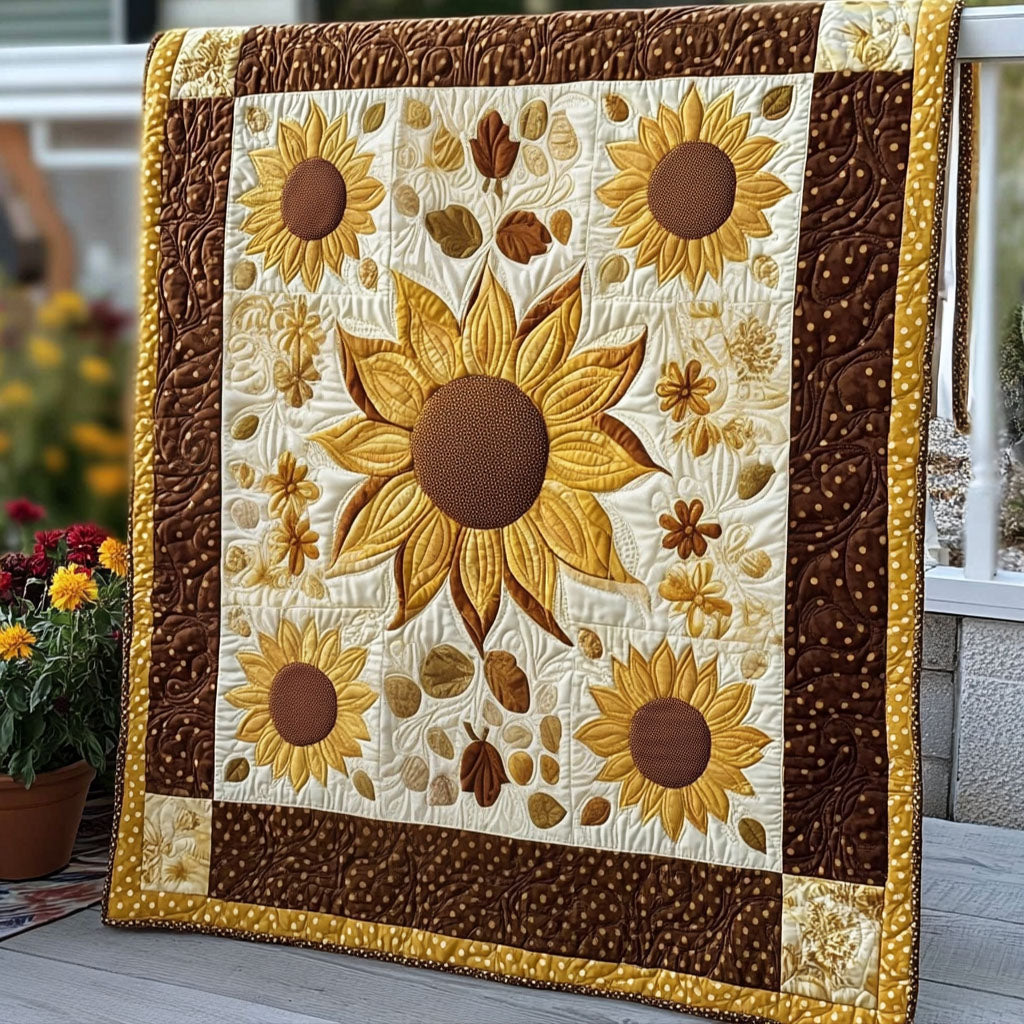 Amber Bloom Quilted Blanket Bedroom Decor Christmas Sunflower Presents Merchandise
