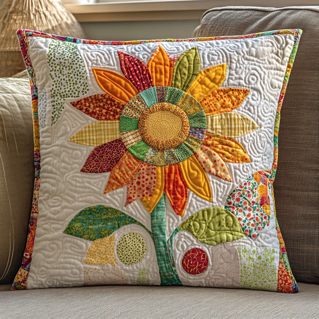 Amber Bloom Quilted Pillow Case Throw Pillow Case Covers Sunflower Theme Gifts