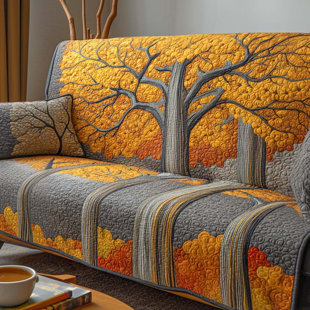 Amber Canopy Quilted Sofa Cover Holiday Living Room Decor Fall Autumn Season Gifts