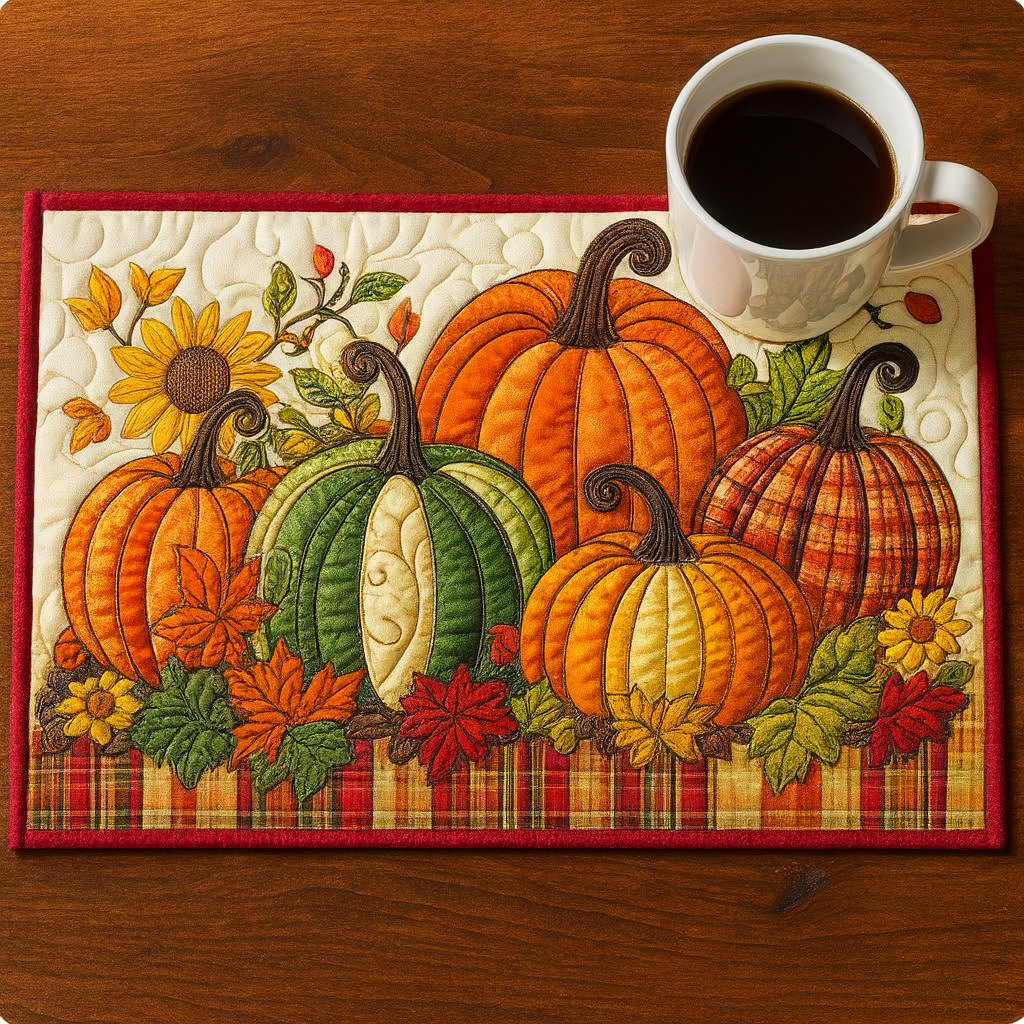 Amber Fall Glow Quilted Placemat Christmas House Decor Best Gifts For Ocean Lovers