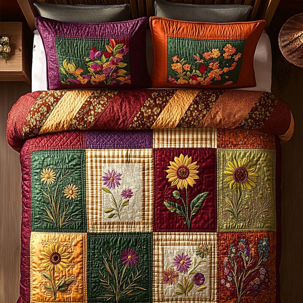 Amber Floral Whisper Quilted Bedding Set Bedroom Decor Small Fall Gift Ideas