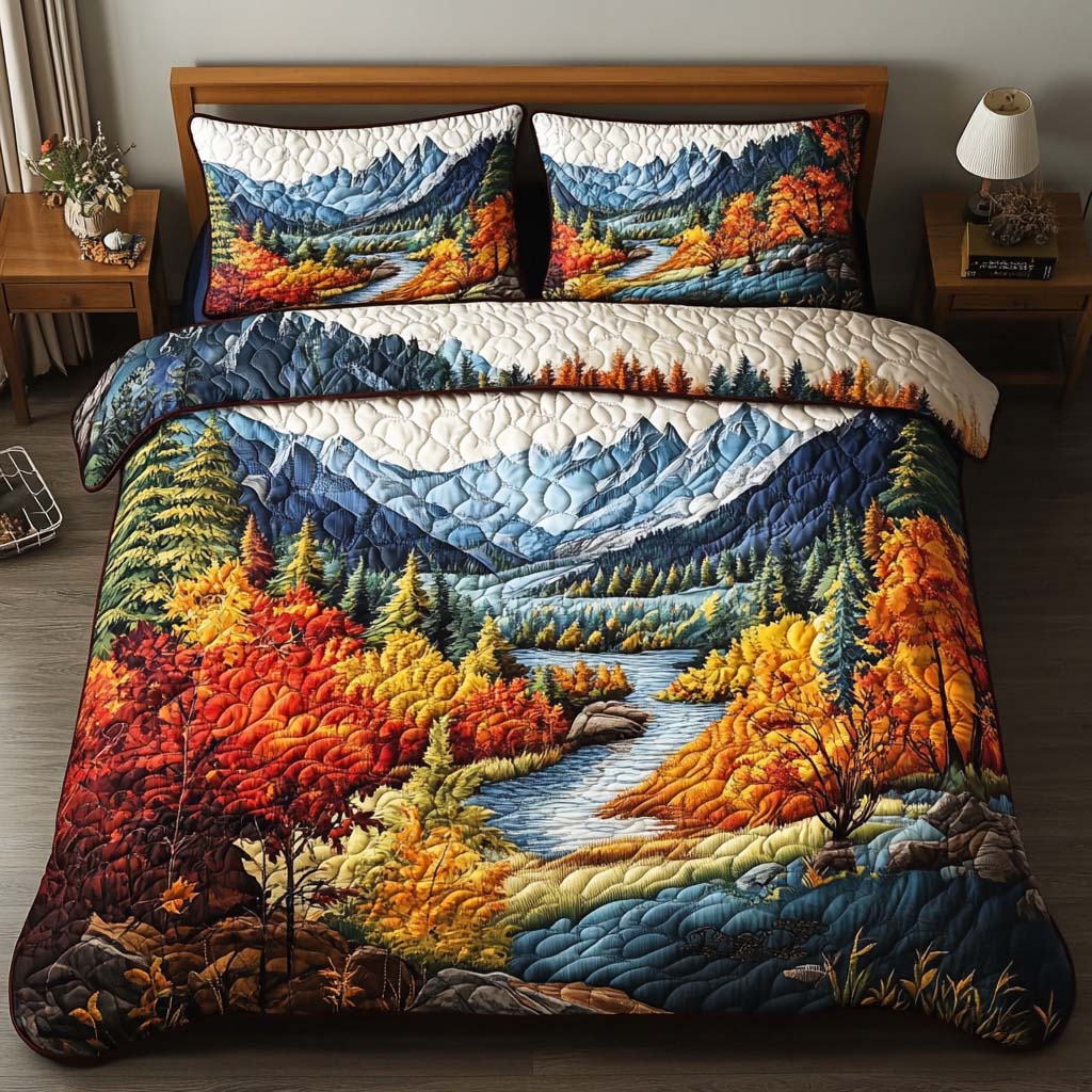 Amber Forest Path Quilted Bedding Set Bed Decor Ideas Fun Fall Gift Ideas