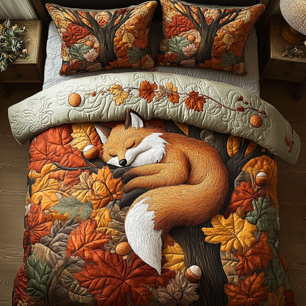 Amber Fox Glow Quilted Bedding Set Fall Bedding Sets Fox Christmas Gifts