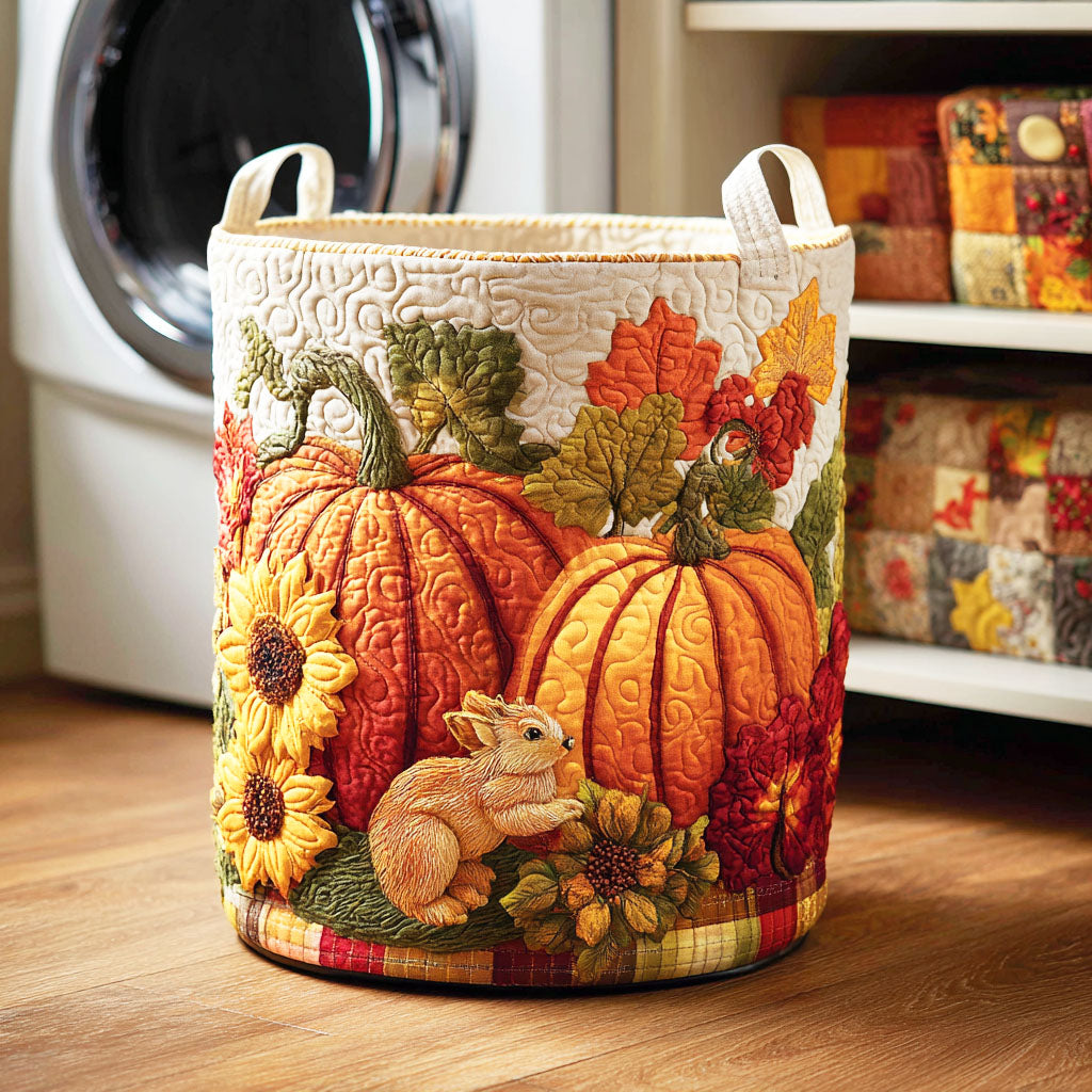 Amber Glow Quilted Laundry Basket Merch For Friends
