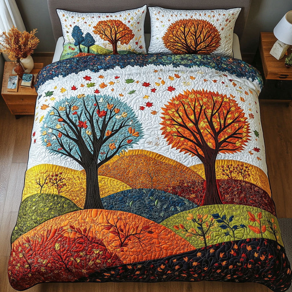 Amber Horizon Quilted Bedding Set Bed Decor Unique Fall Gifts