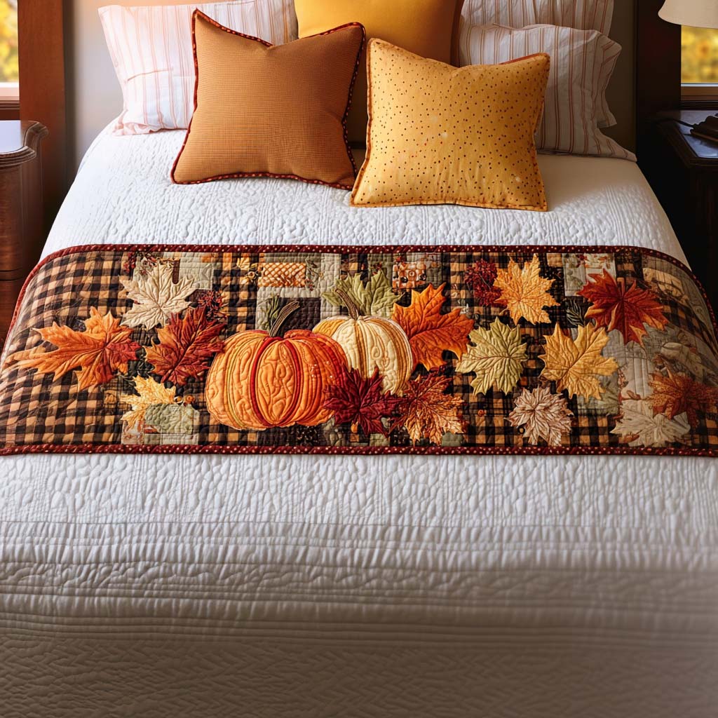 Amber Maple Lane Quilted Bed Runner Fall Bedroom Decor Family Gift Ideas