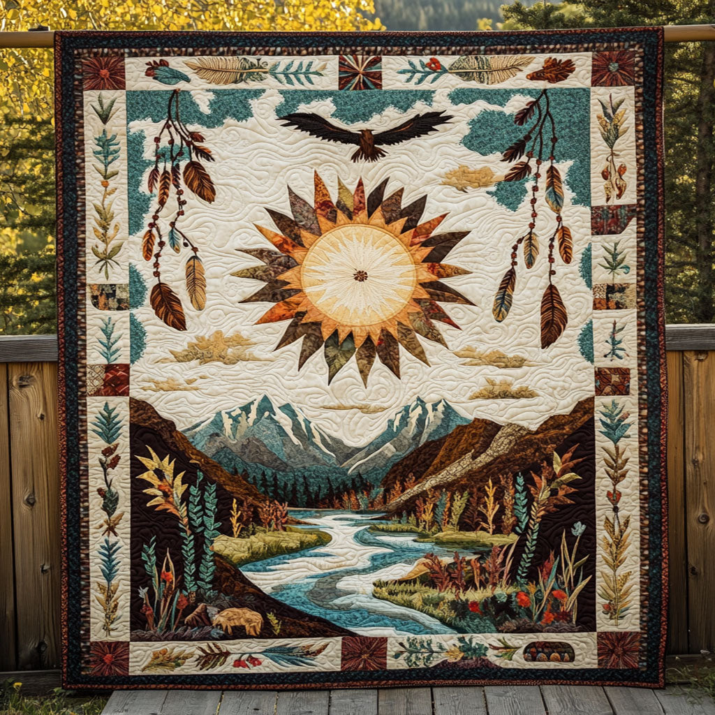 Amber Peaks Quilt Blanket Mountain Landscape Native American Christmas Gift Ideas
