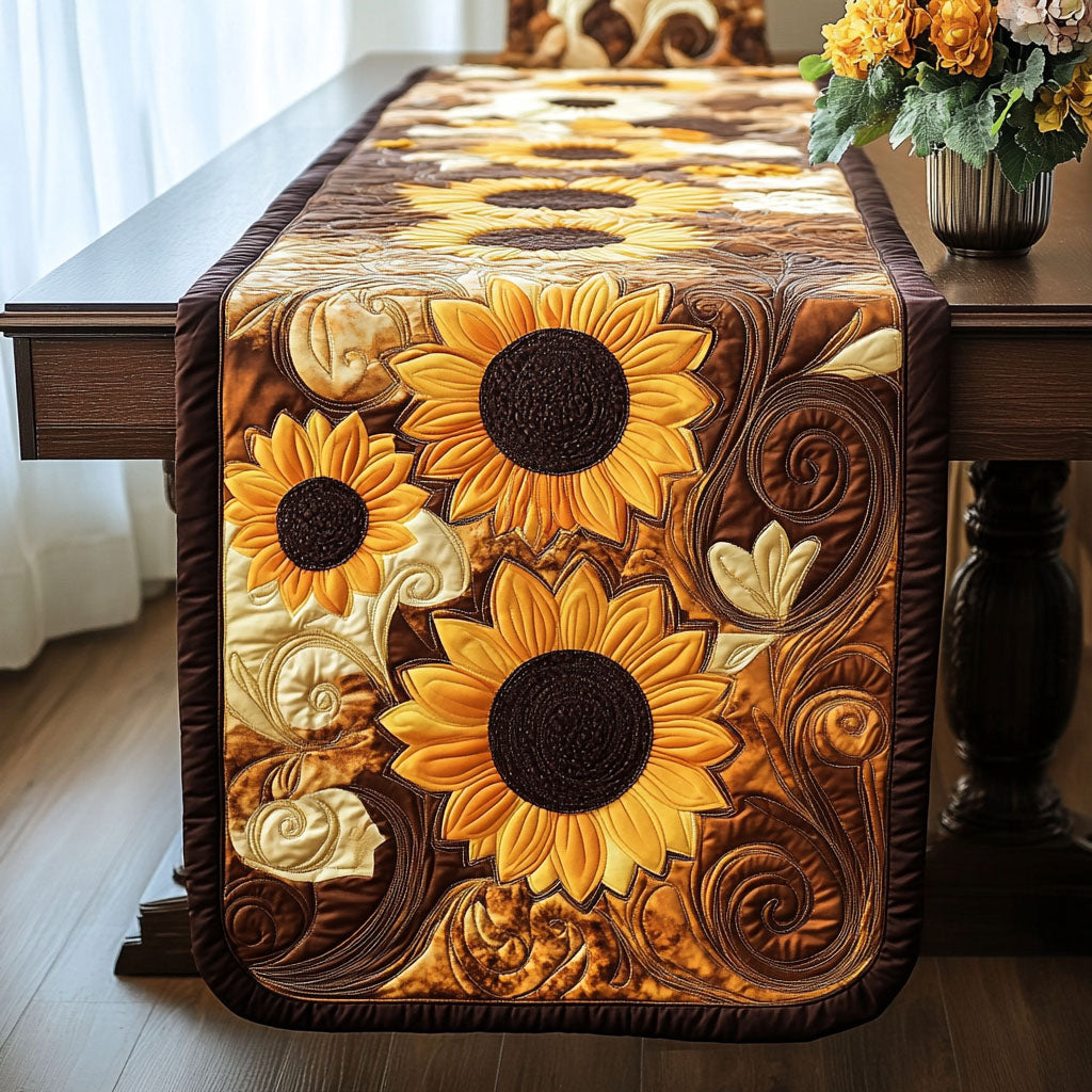 Amber Petals Quilted Table Runner Dining Room Table Decor Ideas Sunflower Gifts For Friends