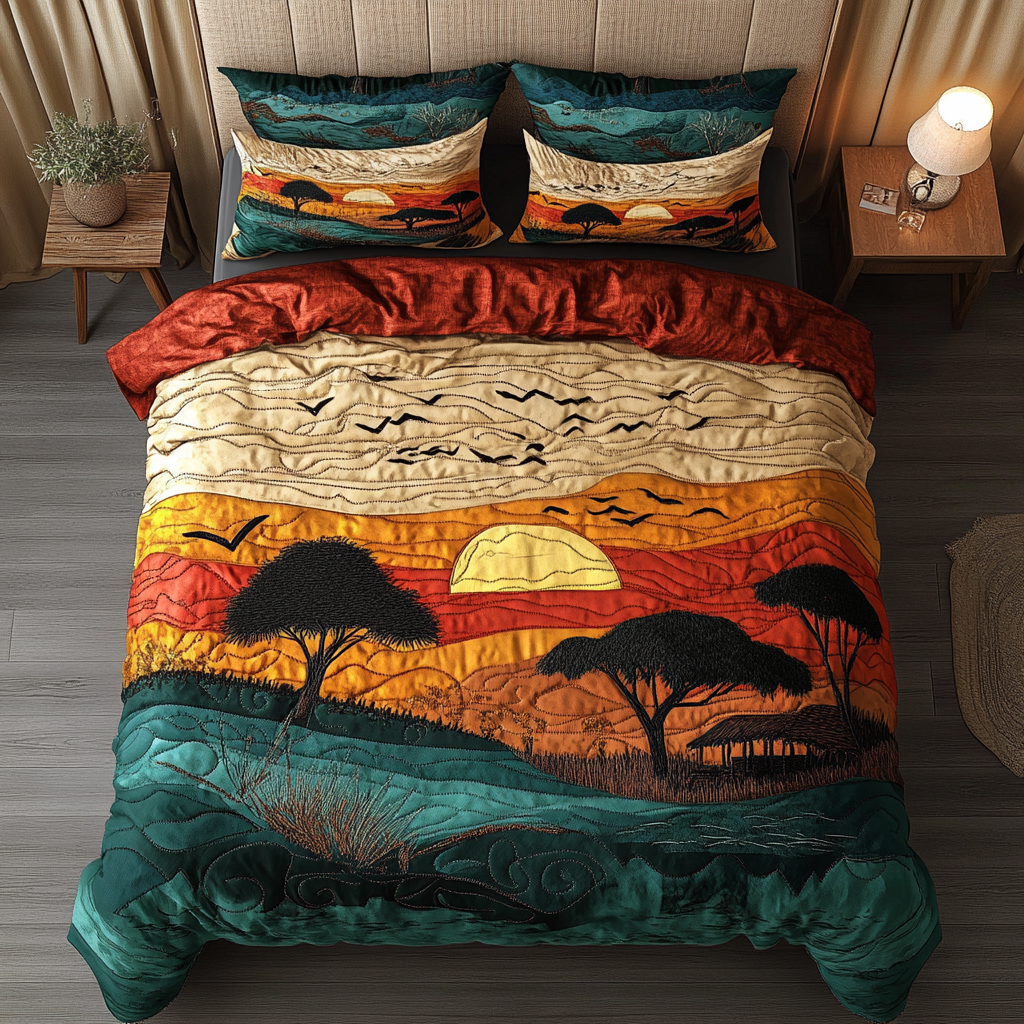 Amber Plains Quilted Bedding Set Bedroom Decor African American Gifts For Women