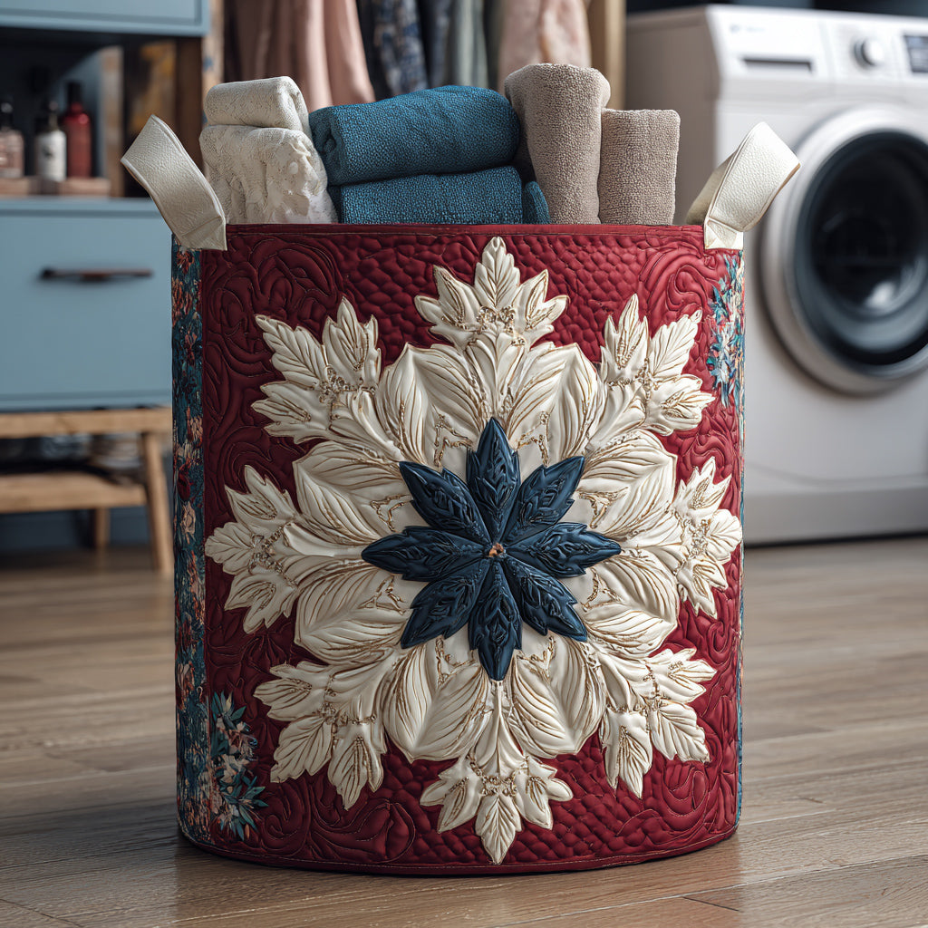 Amber Snowflake Crown Quilted Laundry Basket Merch For Dad