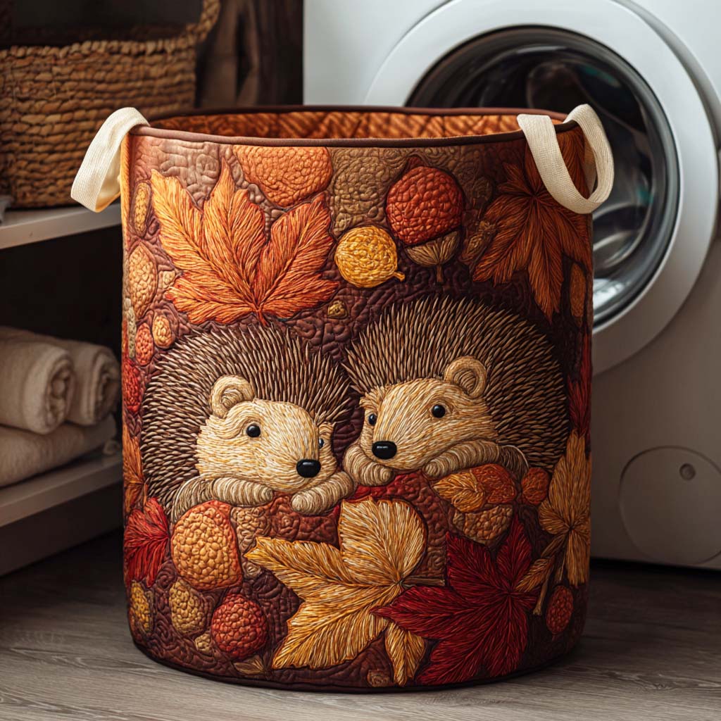 Amber Spines Quilted Laundry Basket Merch For Home And Bedroom