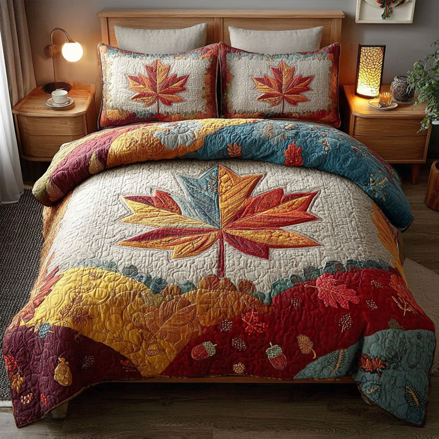 Amber Trail Quilted Bedding Set Unique Bed Sheet Set Cute Fall Gift Ideas