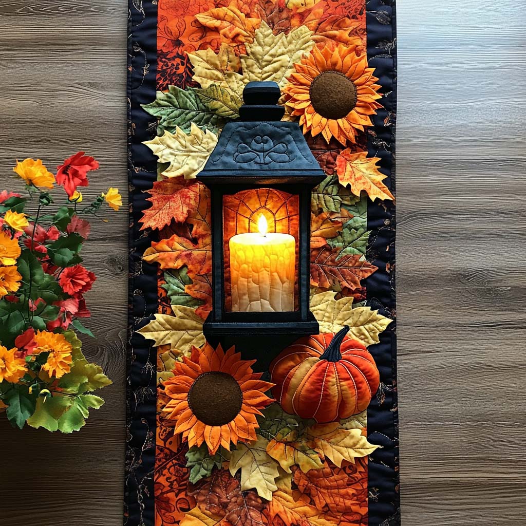 Amber Trails Quilted Table Runner Autumn Table Runner Best Friend Gift Ideas