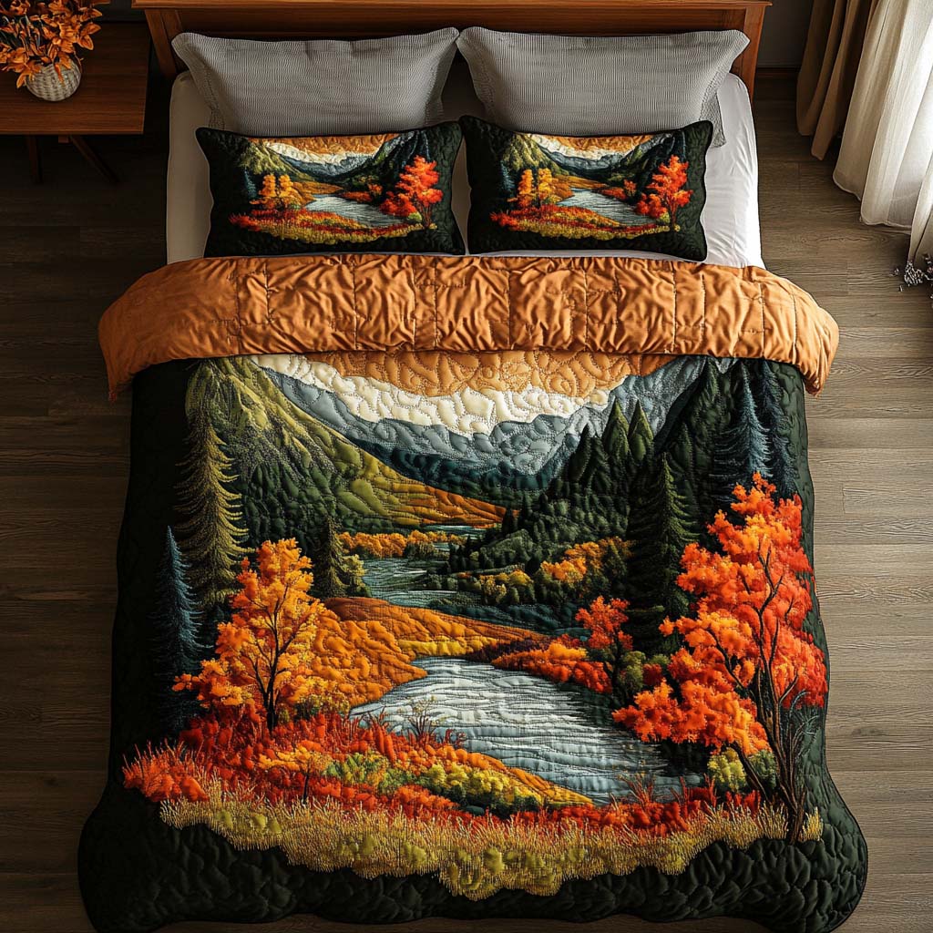 Amber Woods Quilted Bedding Set Bed Decor Fall Autumn Season Gifts
