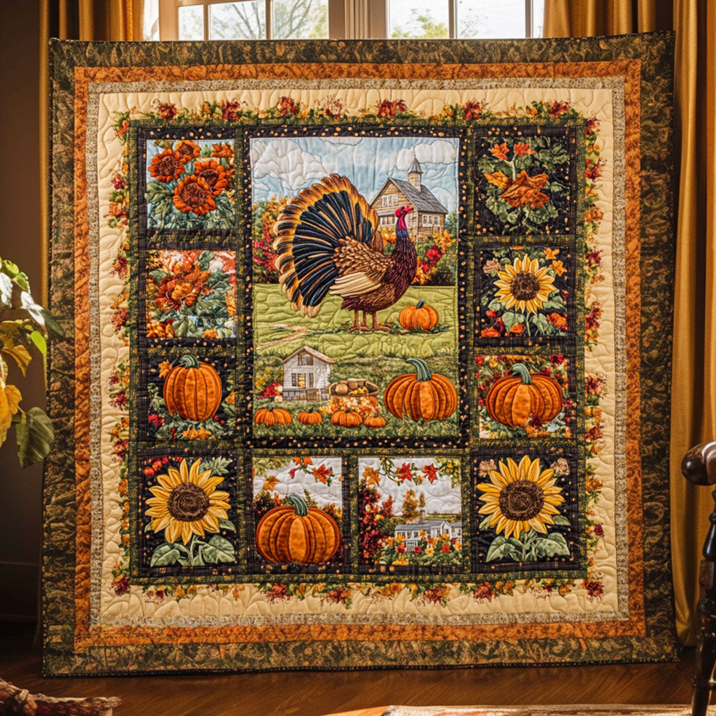 Amberleaf Turkey Quilt Blanket Harvest Thanksgiving Themed Gifts For People Who Love Chickens