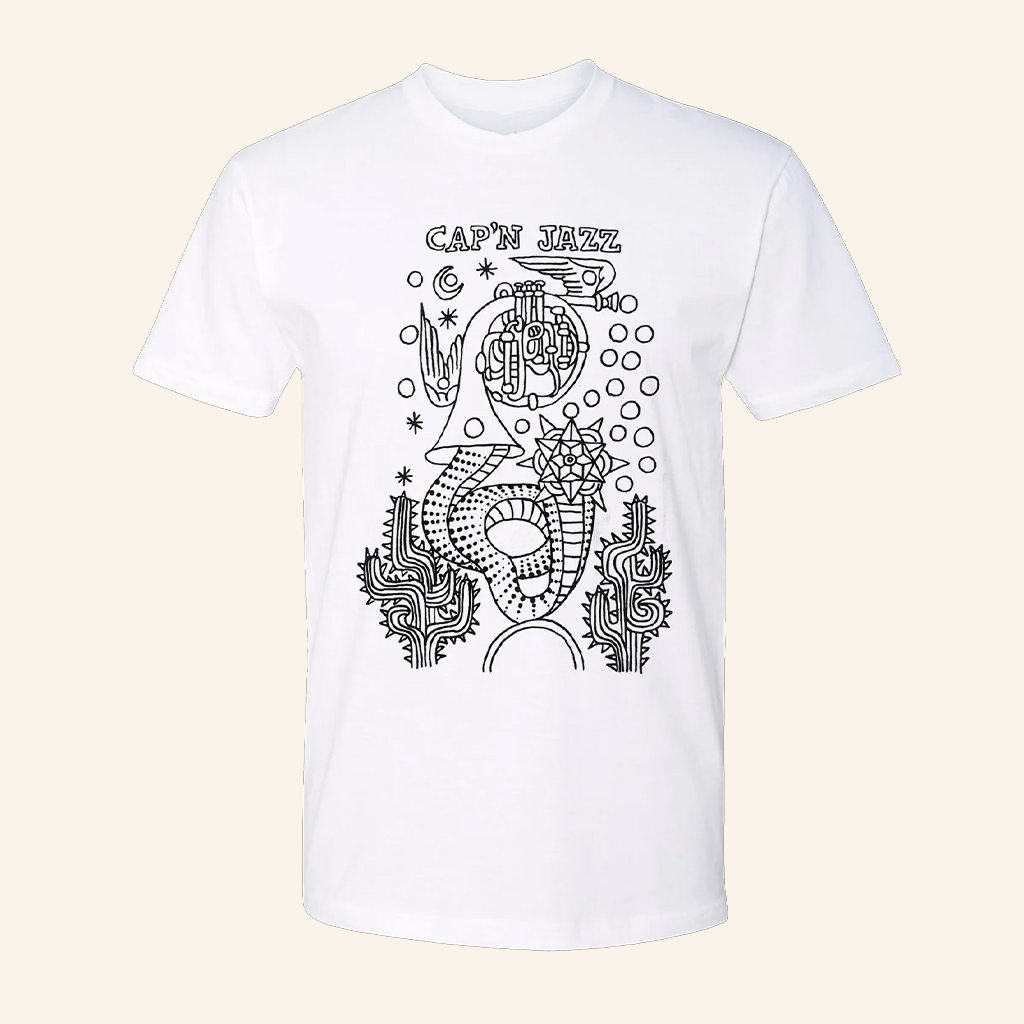 Ambient Inks Merch Cap'n Jazz Horn White T-Shirt Music Gift Ideas For Guys