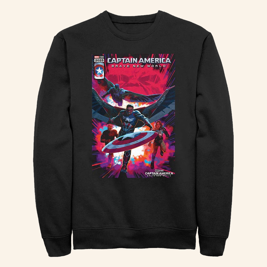 AMC Theatres Merch Captain America Brave New World Team Crewneck Sweatshirt Him Gifts AMC Theatres Merch Captain America Brave New World Team Crewneck Sweatshirt Him Gifts