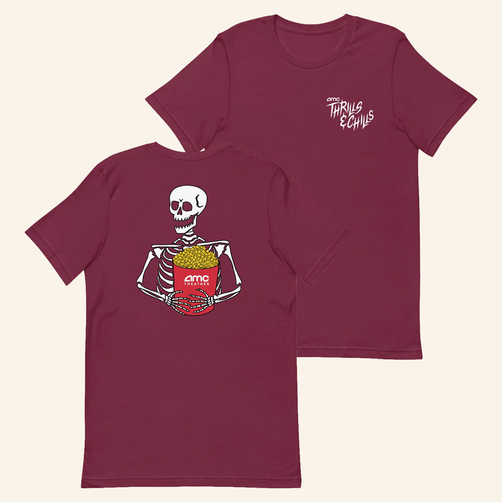 AMC Theatres Merch Thrills And Chills Skeleton T-Shirt Best Gifts For Dad AMC Theatres Merch Thrills And Chills Skeleton T-Shirt Best Gifts For Dad