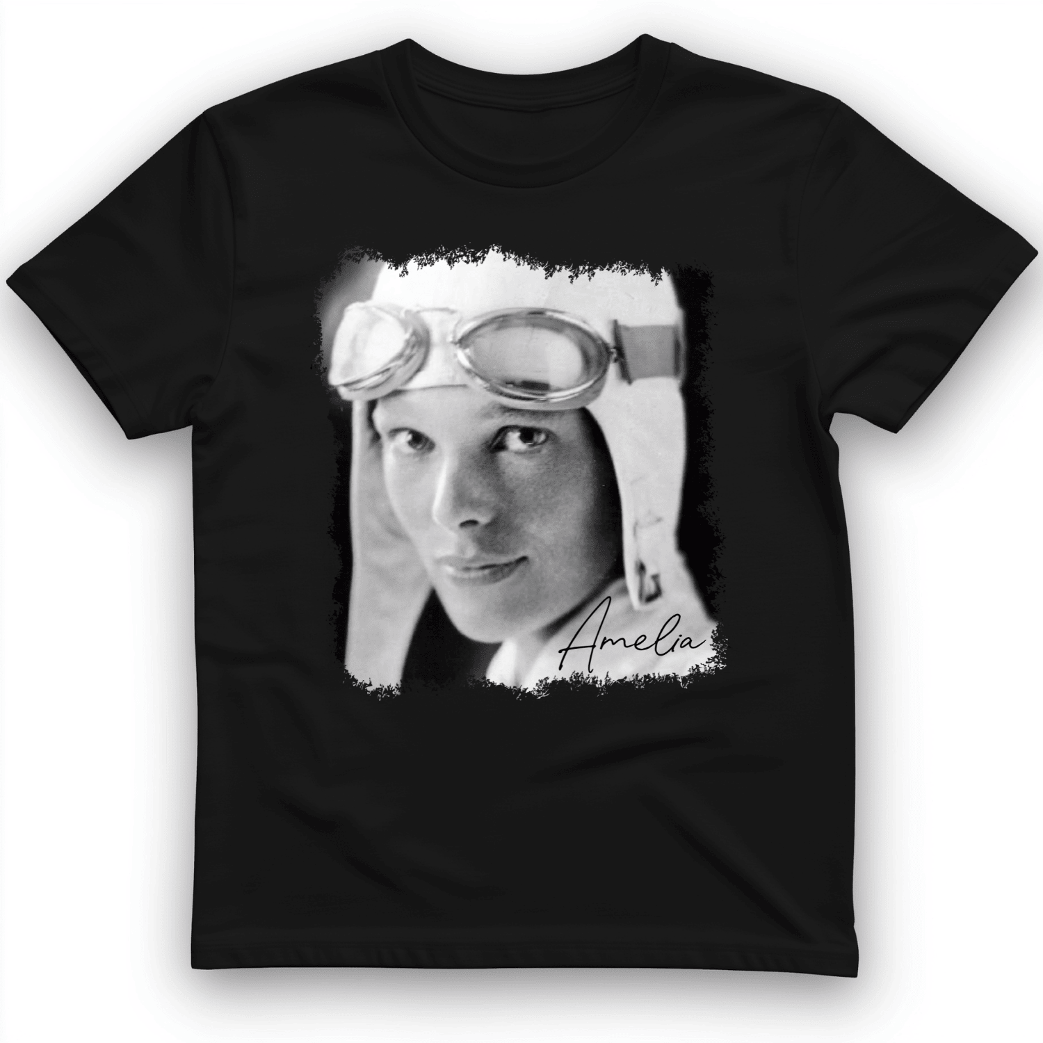 Amelia Earhart BW T-Shirt American Aviator Graphic Shirt Cool Gifts For Boyfriend