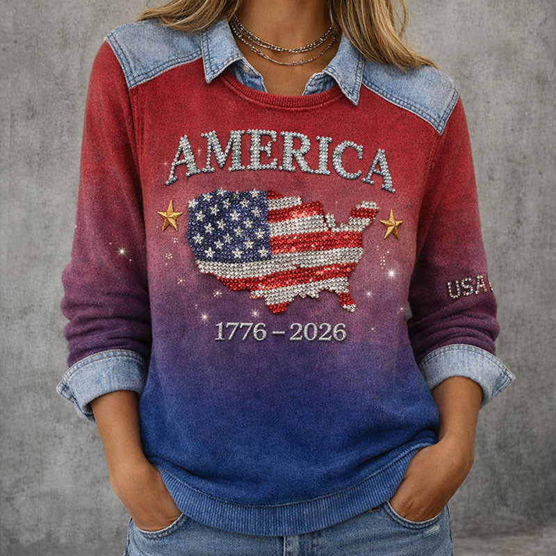America 1776 2026 Sweatshirt America's Birthday Apparel Patriotic Gift For Girlfriend