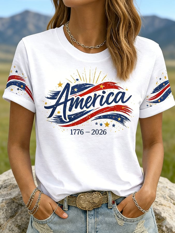 America 1776 2026 T-Shirt USA 250Th Anniversary Clothes Gift For Her