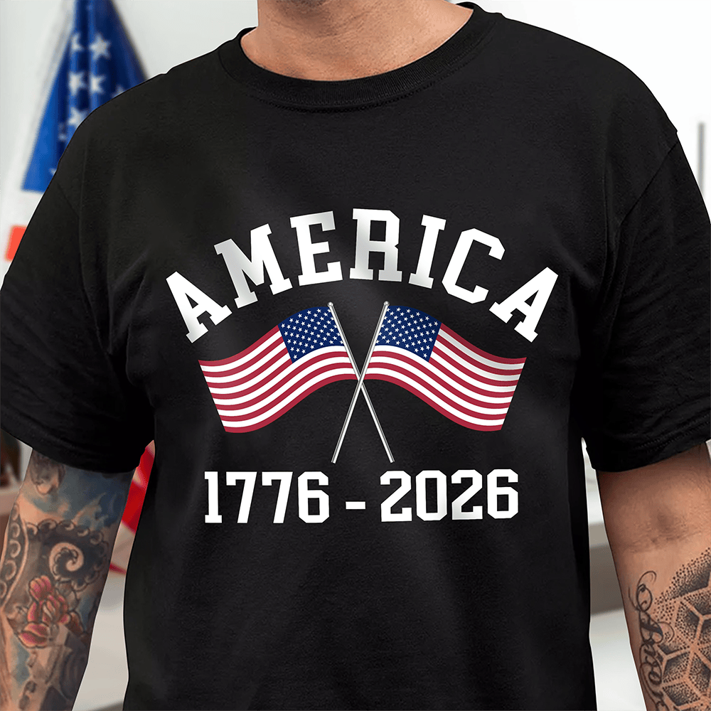 America 1776 2026 USA Flag T-Shirt America's 250Th Birthday Clothes Patriotic Gifts