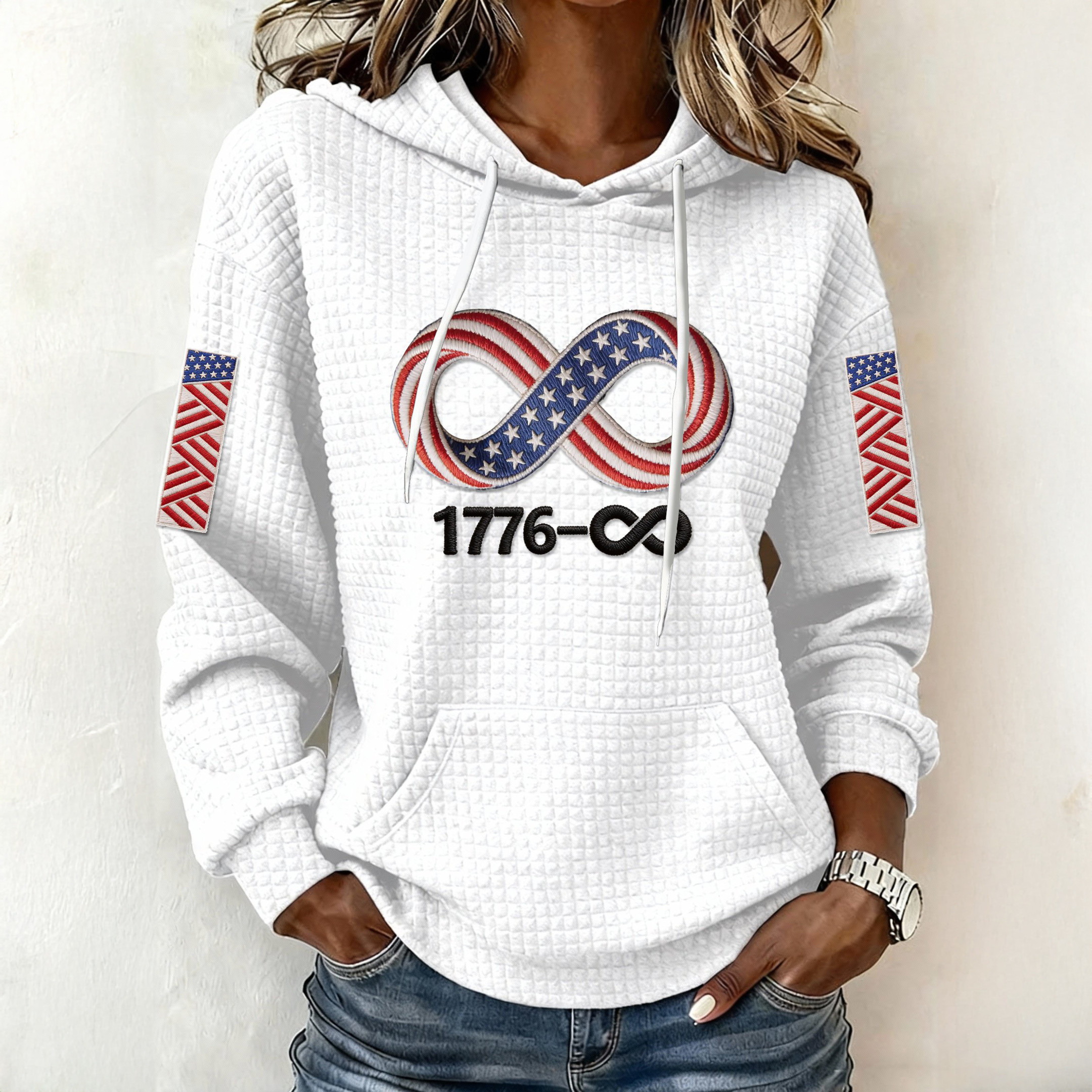 America 1776 Forever Graphic Hoodie Fourth Of July Hooded Sweatshirt Patriotic Gift