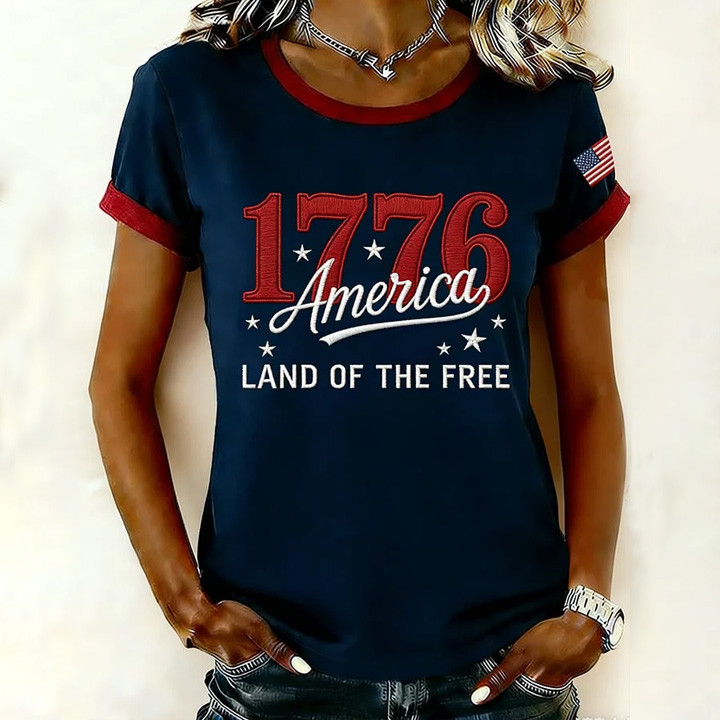 America 1776 Land Of The Free T-Shirt Independence Day Clothes Patriotic Gift Ideas