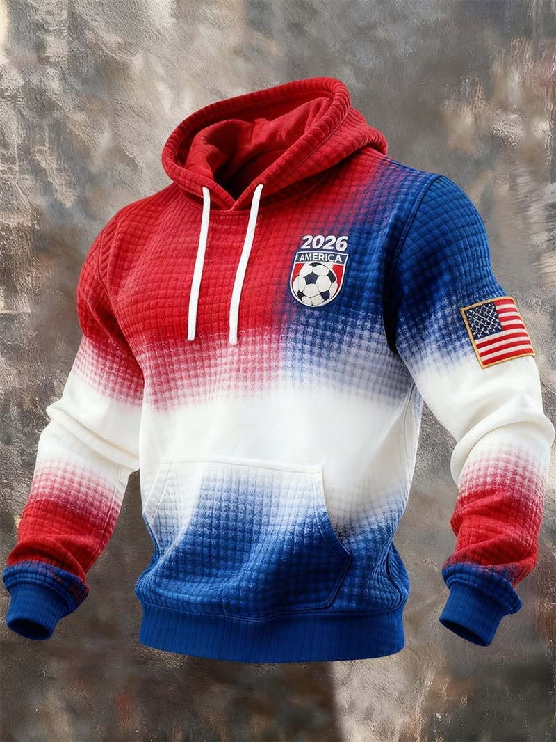 America 2026 Soccer Hoodie USA FIFA World Cup Patriotic Ombre Fan Gear Hoodies Men Gift